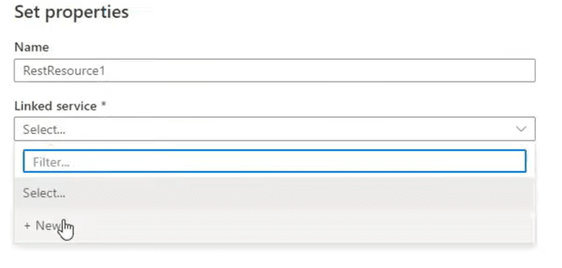 REST API to Azure - New Linked Service
